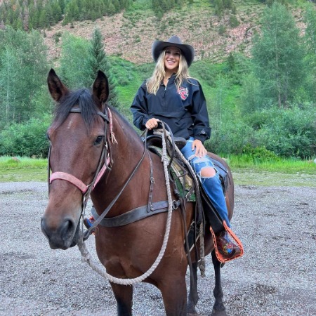 The picture of Ava Hunt horseriding at Aspen, Colorado.